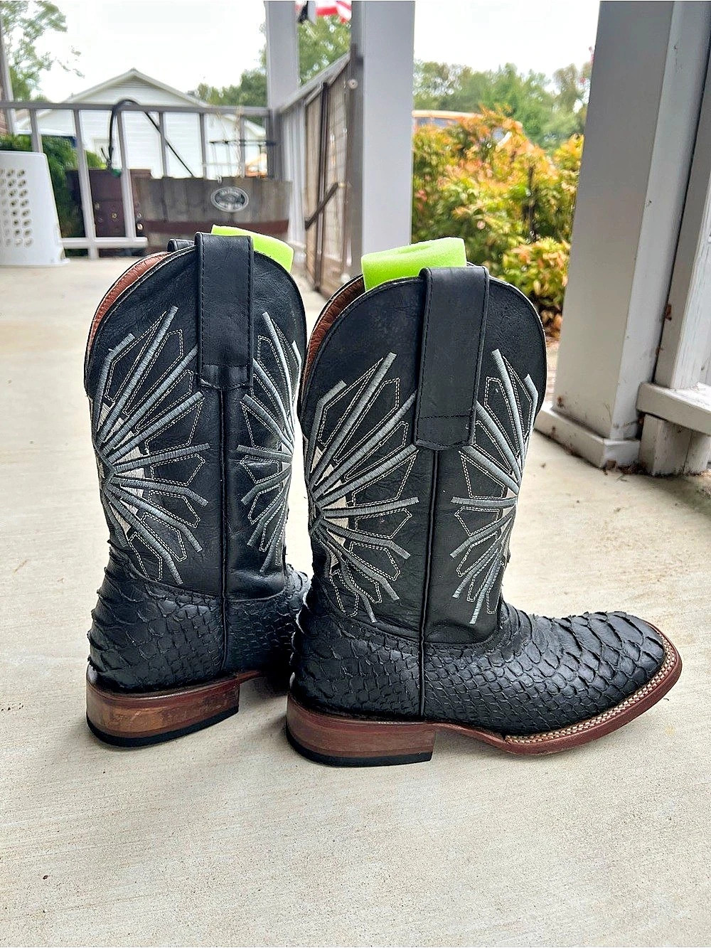 Alfa Western Exotic Black Python Leather Cowboy Riding Boots Men's Sz 8